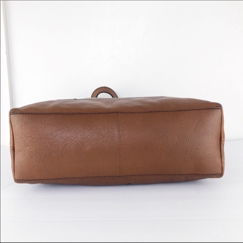 Fossil Long Live Vintage Rich Tan Rugged Leather Tote Carryall Shoulder Bag - Picture 13 of 15
